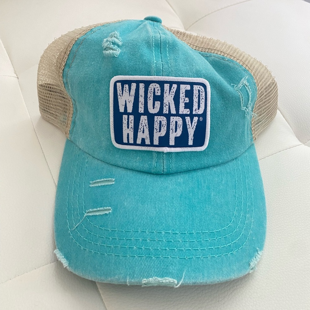 Wicked Happy Aqua Beachy Hat - Picture 2 of 9